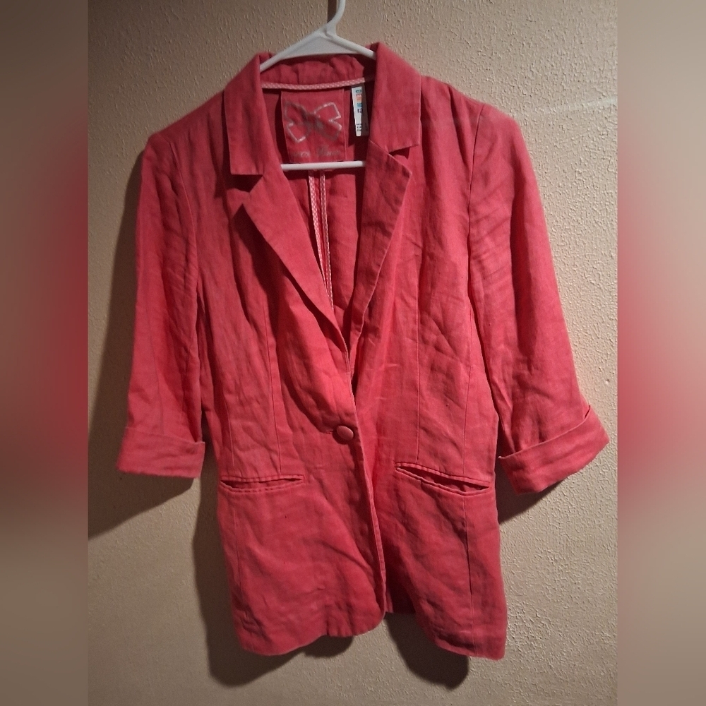 Denim CO Pink 100% Linen Blazer Barbie Core 6